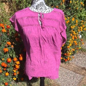 Women's Pink Embroidered Top